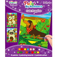 Bookoli, Kids 3 in 1 Paint by Numbers - Cute Puppies Bookoli, Kids 3 in 1 Paint by Numbers - Cute Puppies