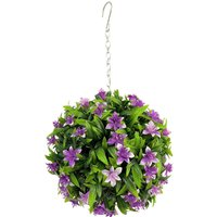 Best Artificial 23cm Purple Lily Hanging Basket Flower Topiary Ball - Purple