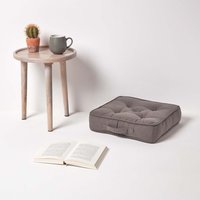 Homescapes Rajput Ribbed Cotton Floor Cushion - Charcoal