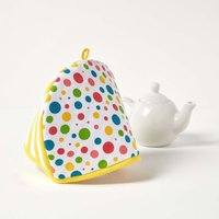 Tea Cosy Double Design Polka Dots Multi Teapot Warmer - Yellow