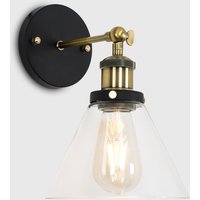 Norton Industrial Black Gold Wall Light Fitting with Glass Light Shade - Black