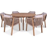 Roma 7 Piece Round Dining Set - Beige / The Set Includes: 1 x Table, 6 x Dining Chairs