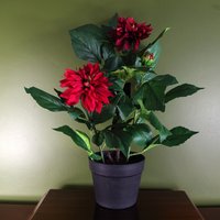 Artificial Dhalia Flowering Plant Red - Dhalia Red Plant