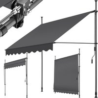 No-Drill Retractable Awning - Black/Grey / 200cm
