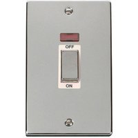 Polished Chrome 2 Gang Ingot Size 45A Switch With Neon - White