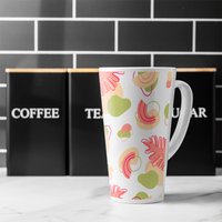 Botanical elements with line art Designer Latte Mug - Pink