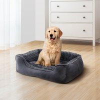 Plush-Like Edge-Raised Non-Slip Dog Bed - Dark Grey / Medium