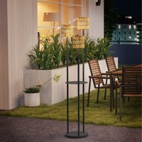 Outsunny Solar Rattan Floor Lamp with Shelf - Yellow