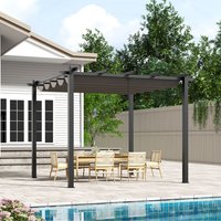 HomeScape Aluminum Garden Pergola with Polyester Canopy - Dark Grey