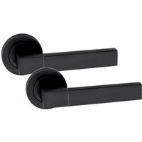 4 Pairs Capri Door Handles On Round Rose - Matt Black