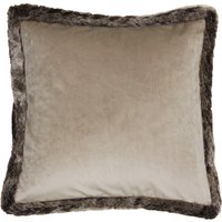 Kiruna Faux Fur Trim Cushion 45 x 45cm - Taupe / Feather