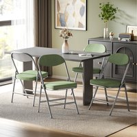 HOMCOM Folding Chairs Set of 4 with Cushioned Seat Steel Frame - Green