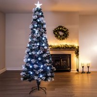 The Snowy LED Frosted Pine Fibre Optic Tree - Green / 7ft