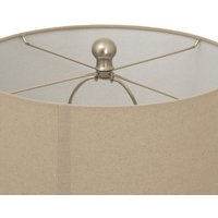 Twill Weave Ceramic Table Lamp with Linen Shade Modern Elegant Lighting - Brown