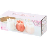 Set of 3 Tulip Shaped Unscented Candles for Spring Decor - Multi