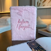 Dream Journal Notebook Soft Pink Faux Fur Cover - Pink