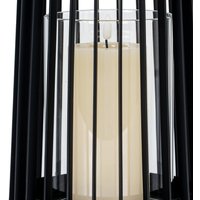 Lynk Medium Lantern with Handle Glass Candle Holder for Indoor Outdoor Decor - Black