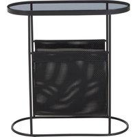 Trento Side Table With Grey Glass Top - Black