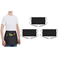 Set of 3 Pocket Waist Apron - Black