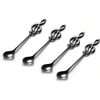 Stainless Steel Treble Clef Spoons - Black / 4