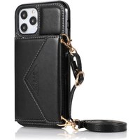 Crossbody Mobile Phone PU Leather Case Bag - Black / X