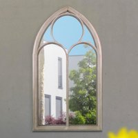 MirrorOutlet Chapel Arch Large Outdoor Garden Wall Mirror 150cm x 81cm - Stone