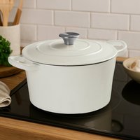 Hygge White Cast Iron 23cm Casserole Dish - White