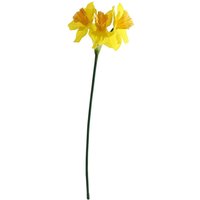 Artificial Mini Silk Daffodil Stem With 3 Heads - Yellow