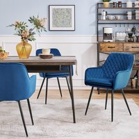 Yaheetech 2PCS Velvet Fabric Dining Chairs Kitchen Chairs - Blue
