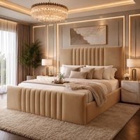 Plush Velvet Upholstered Panel Ashley Bed Frame - Orange