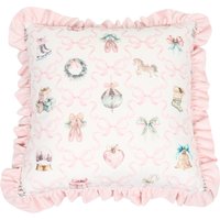 Christmas Charm Ruffle Cushion - Pink