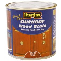 Rustins, Quick Dry Exterior Woodstain, Satin Teak, 500ml, Wood Stain - Brown