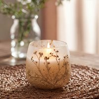 KDMD Medium Wildlight Woods Glass Jar Candle With Dried Flowers in Brown