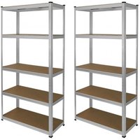 2x Galvanised Racking Units 90 x 40 x 180cm - Silver