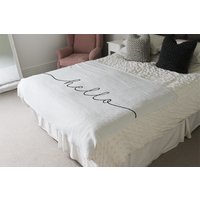 Text Hello Blanket - White