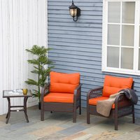 Outsunny 3 Pieces Patio PE Rattan Bistro Set - Orange
