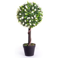Best Artificial 2ft - 60cm White Tulip Ball Tree - White