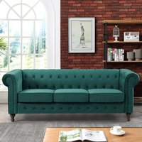 Artemis Home, Pelham 207cm Wide Velvet Fabric 3 Seat Chesterfield Sofa - Grey Artemis Home, Pelham 207cm Wide Velvet Fabric 3 Seat Chesterfield Sofa - Grey