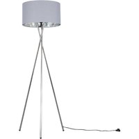 Camden Chrome Tripod Floor Lamp with Silver Metallic Inner Shade - Grey