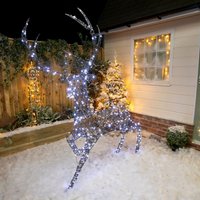 2.0m Christmas Brown Wicker Grand Stag 350 White LEDs - Brown