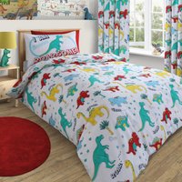 Fun Colourful Kids Dino Duvet Set - Multi / 200cm