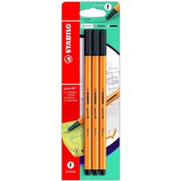 STABILO point 88 Fineliner Pens - Black 3 Pack