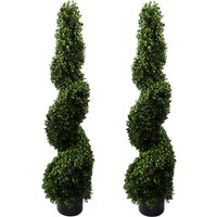 Pair of Spiral Artificial Tree UV Resistant Outdoor - UV Boxwood Twist
