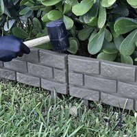 4PC Grey Brick Effect Edging - Grey