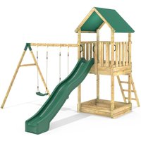 Wooden Climbing Frame with Play Tower and Slide M1 - Multiple Styles - Brown / 420cm / 341cm / M1 Haldon