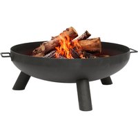 Round Iron Fire Pit 68cm Outdoor Garden Patio Heater Wood Log Burner - Black