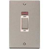 Pearl Nickel 2 Gang Ingot Size 45A Switch With Neon - White