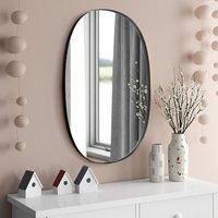 Oval Iron Frame Explosion-Proof Wall Mirror - Black