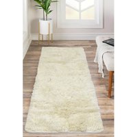 Super Soft Washable Shaggy Ivory Area Rug - Ivory / 60x100cm