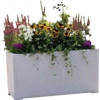 Poly Terrazzo Stone White Trough Outdoor Planter - White / 221l